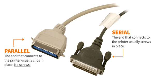 How to tell Serial and Parallel cables apart while plugged in.